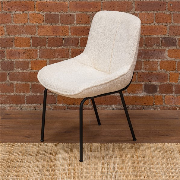 Sienna Beam Track Dining Chair BOUCLE WHITE - FW740WHI- Free Delivery