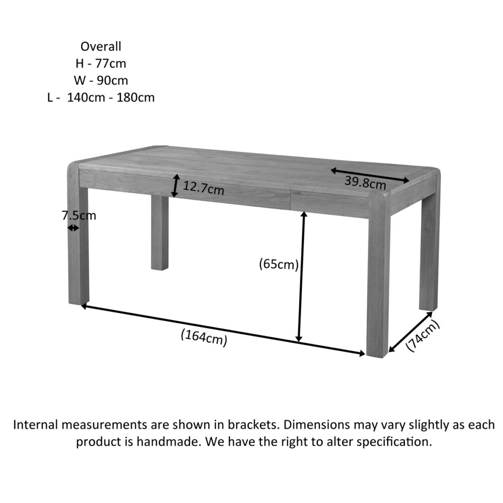 Slate Gray Avondale Curve Oak 140cm Extending Dining Table - DAV026