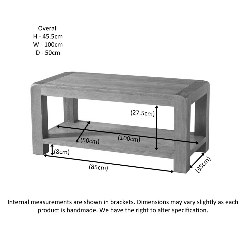 Light Slate Gray Avondale Curve Oak Coffee Table with Shelf - DAV013