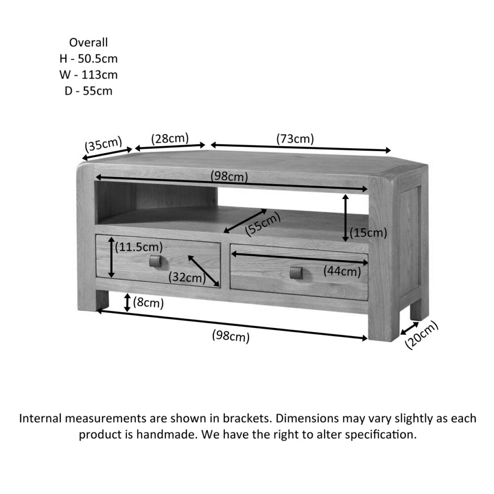 Light Slate Gray Avondale Curve Oak Corner TV/Media Unit - DAV018
