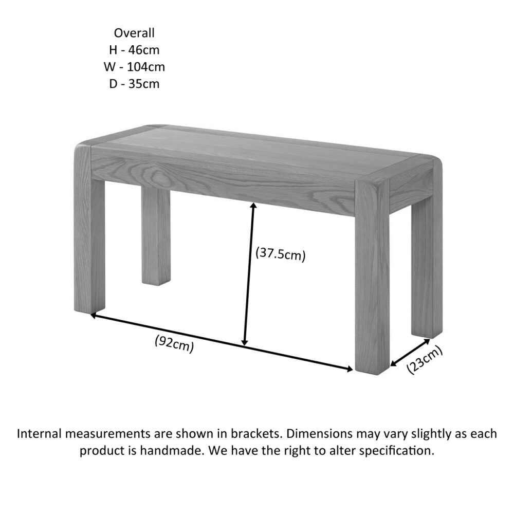 Light Slate Gray Avondale Curve Oak Medium Dining Bench  - DAV042
