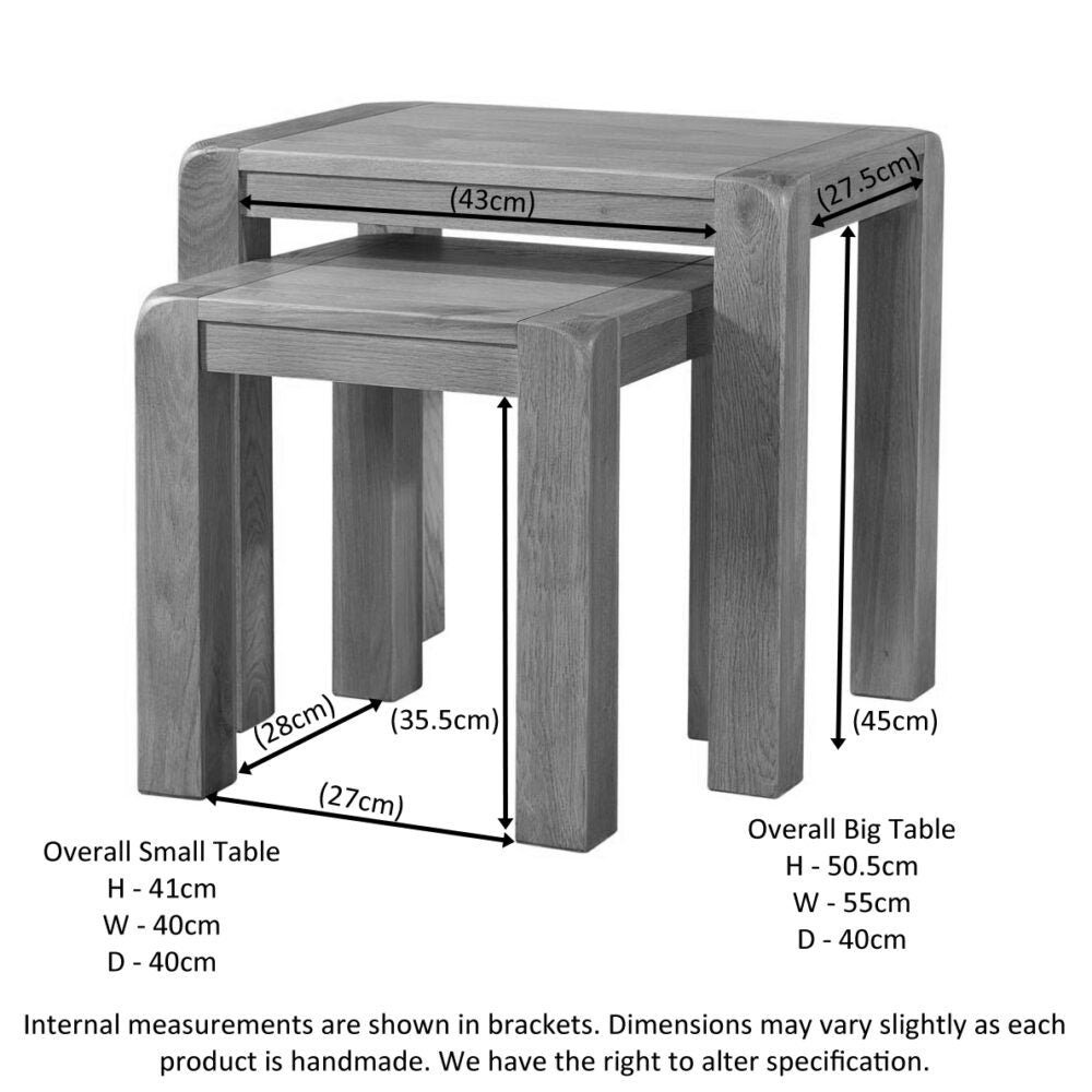 Dim Gray Avondale Curve Oak Nest of Tables - DAV014
