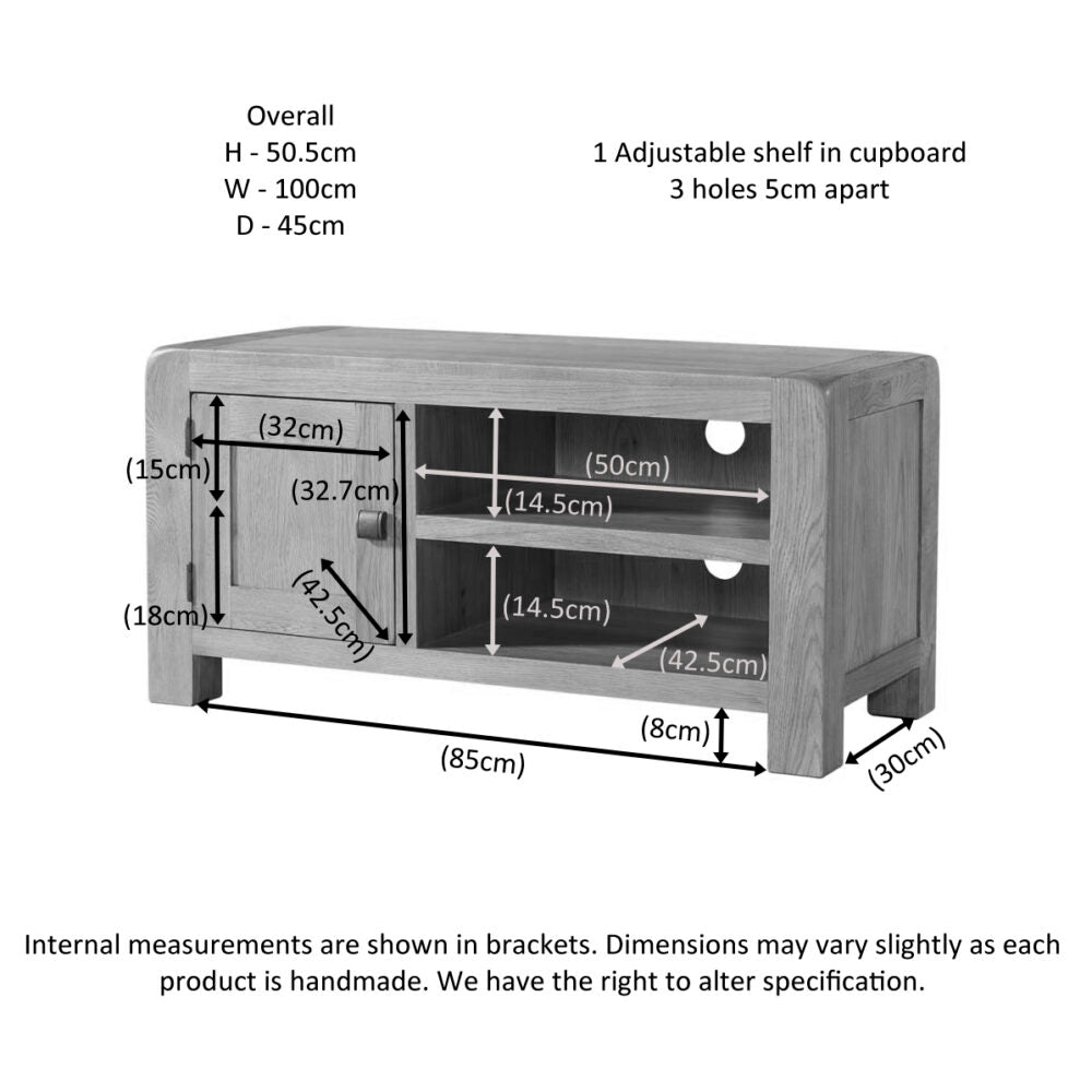 Dark Gray Avondale Curve Oak Standard TV/Media Unit - DAV017