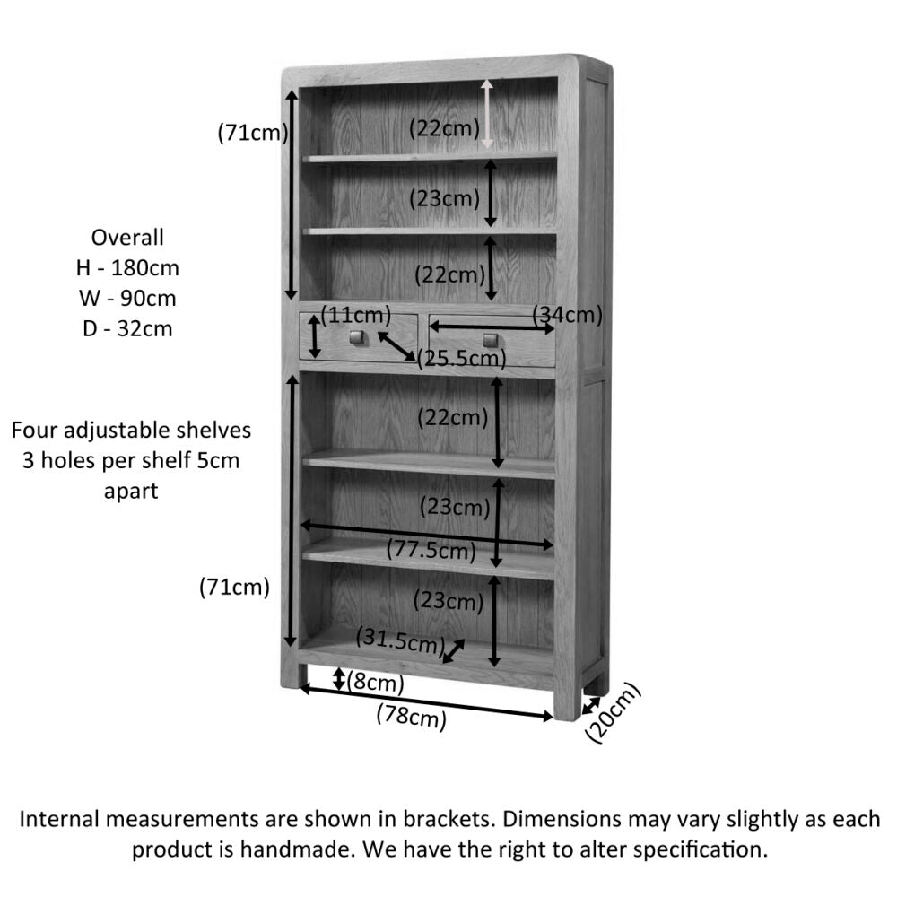 Dim Gray Avondale Curve Oak Tall Bookcase with 2 Drawers - DAV021
