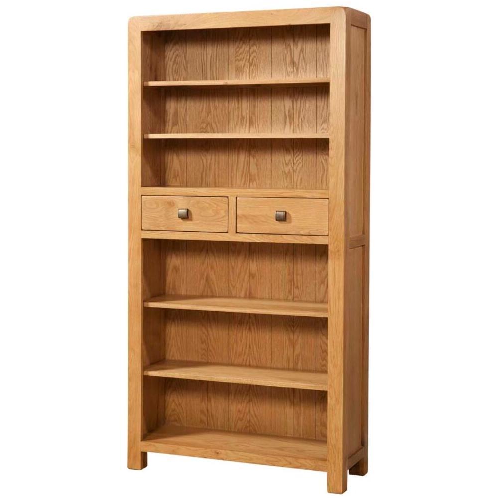 Sienna Avondale Curve Oak Tall Bookcase with 2 Drawers - DAV021
