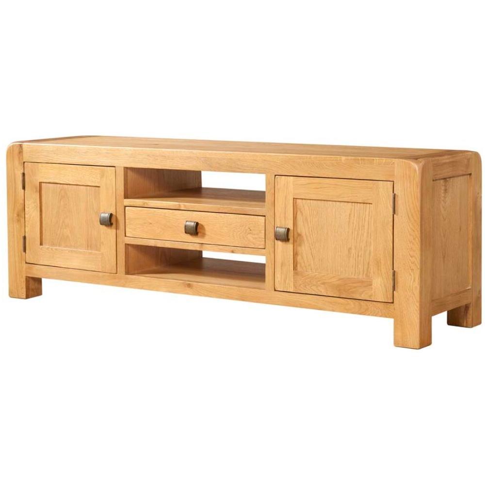 Dark Salmon Avondale Curve Oak Wide TV/Media Unit - DAV016