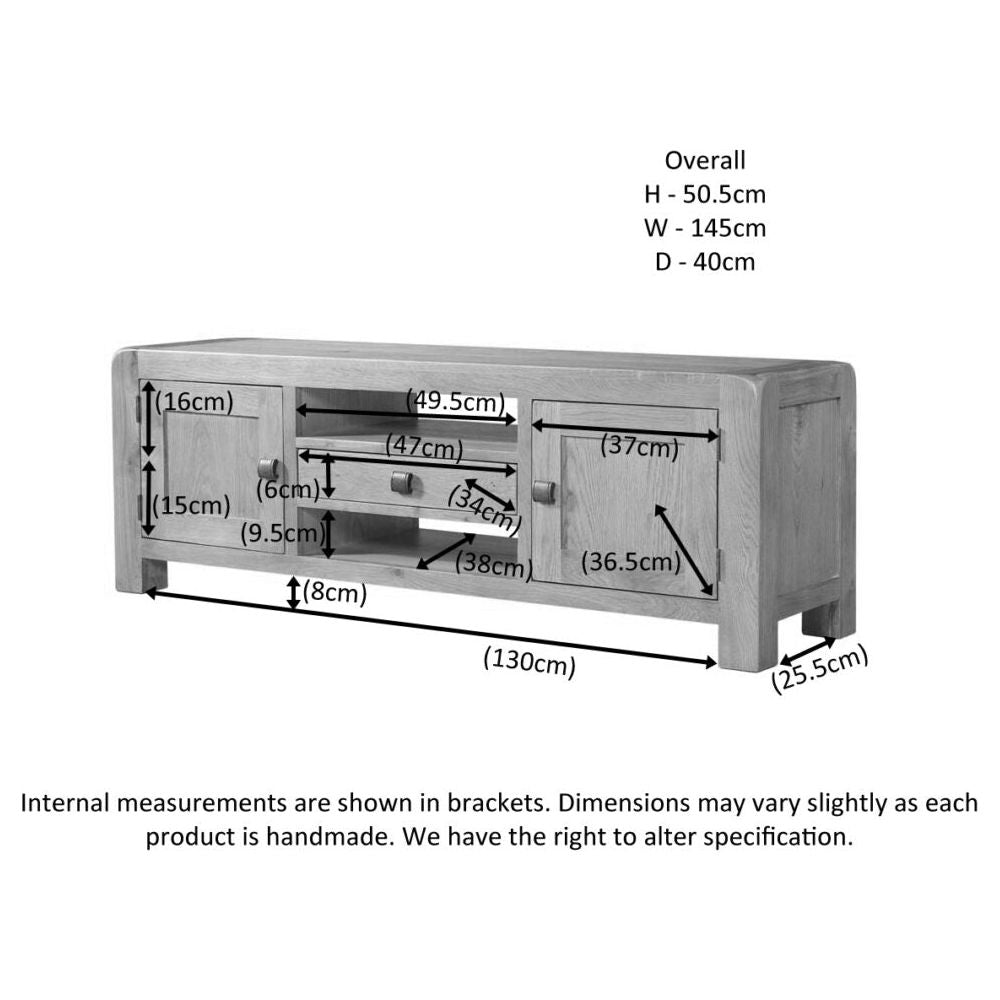 Dark Gray Avondale Curve Oak Wide TV/Media Unit - DAV016