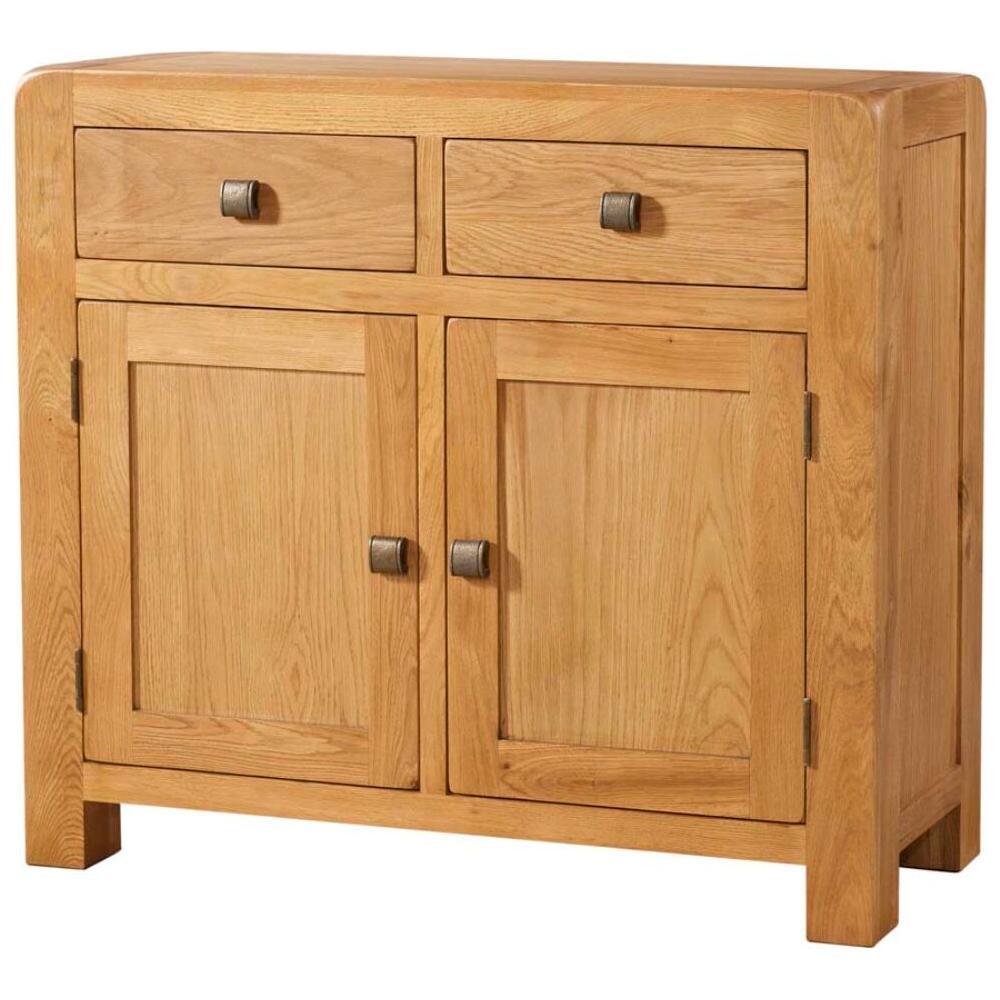 Dark Khaki Avondale Oak Curve 2 Door 2 Drawer Sideboard - DAV003