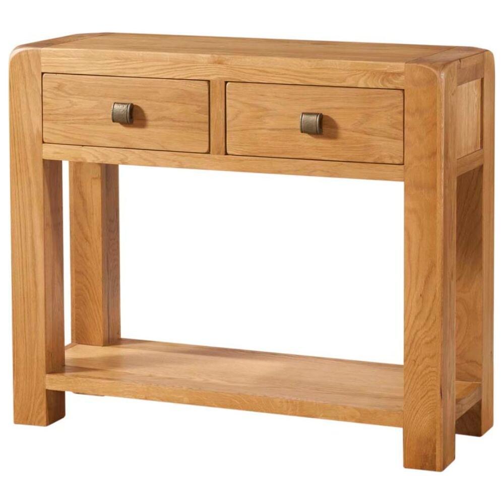 Dark Khaki Avondale Oak Curve 2 Drawer Console / Hall Table - DAV010