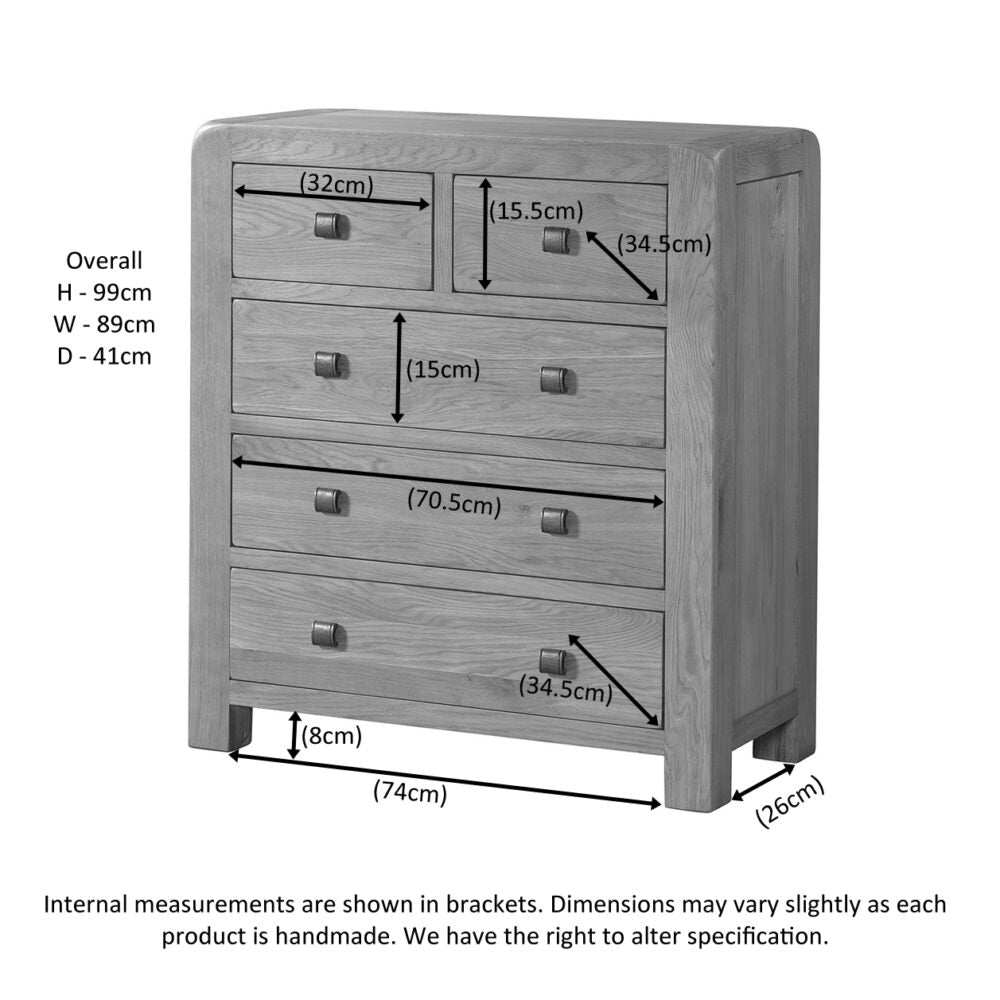 Light Slate Gray Avondale Oak Curve 2 over 3 Chest - DAV029