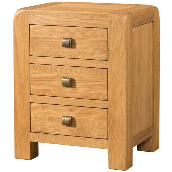 Dark Khaki Avondale Oak Curve 3 Drawer Bedside - DAV028
