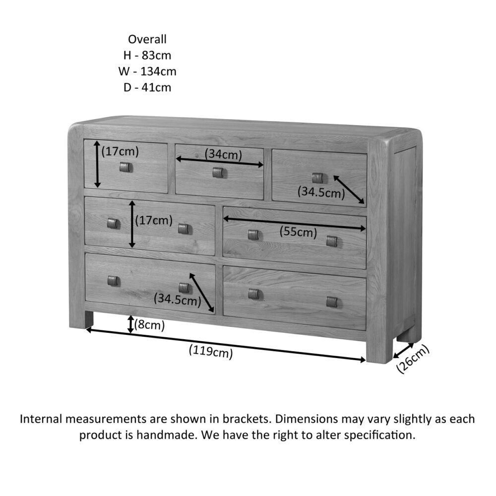 Light Slate Gray Avondale Oak Curve 3 over 4 Chest - DAV030