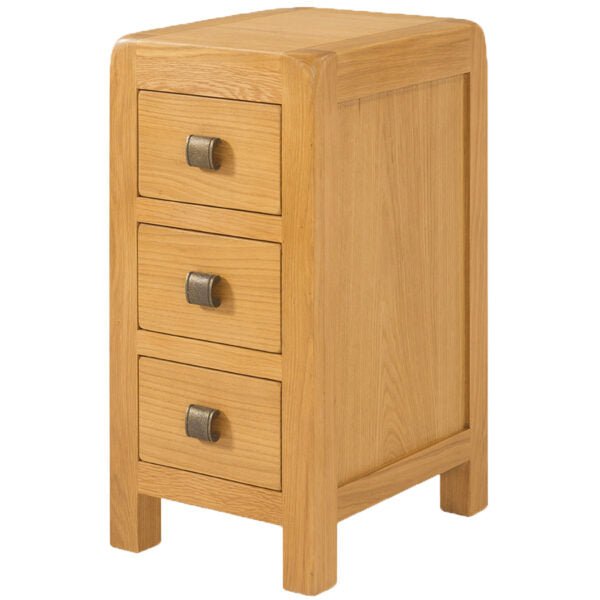 Dark Khaki Avondale Oak Curve Compact 3 Drawer Bedside - DAV040