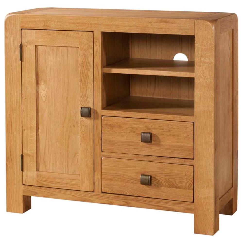Dark Khaki Avondale Oak Curve Sideboard Media Unit - DAV006
