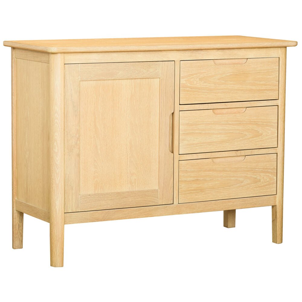 Tan Brighten Pale Oak 1 Door 3 Drawer Sideboard - BER051