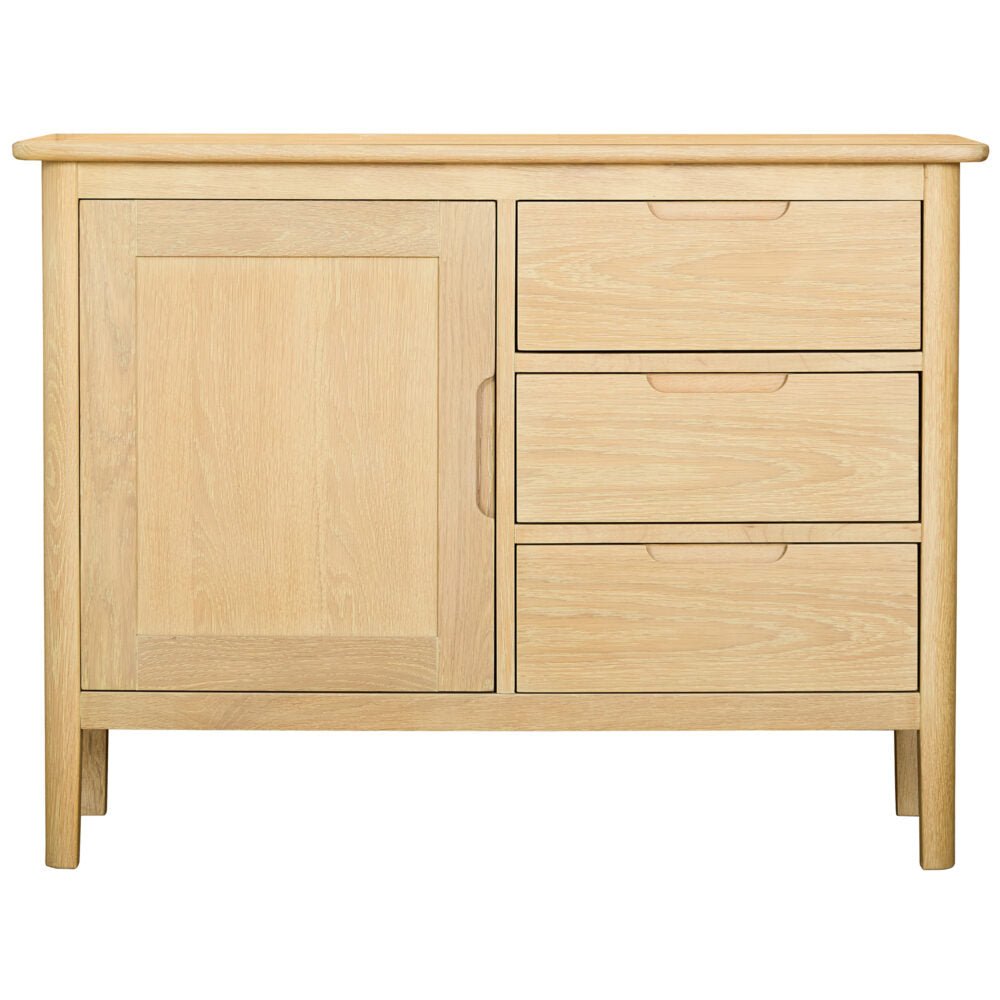 Tan Brighten Pale Oak 1 Door 3 Drawer Sideboard - BER051
