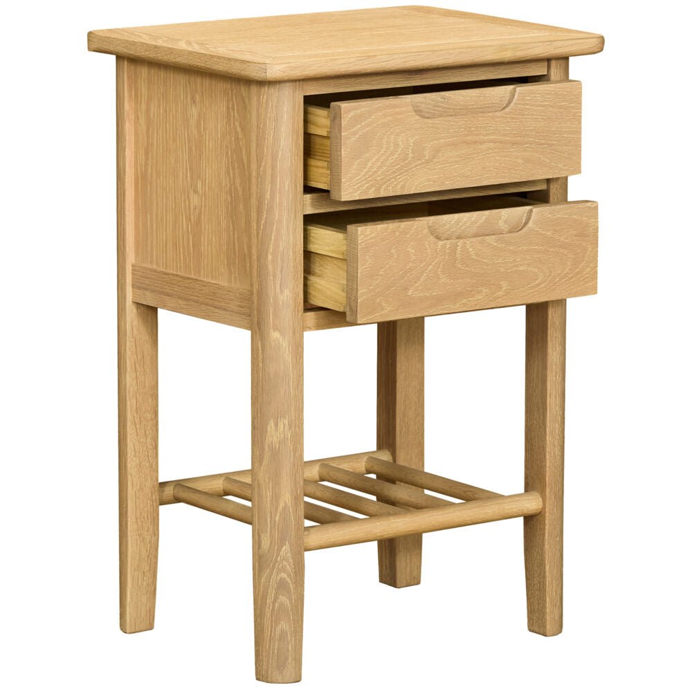 Dark Khaki Brighten Pale Oak 2 Drawer Bedside - BER010