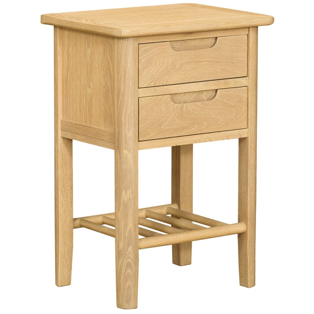 Tan Brighten Pale Oak 2 Drawer Bedside - BER010