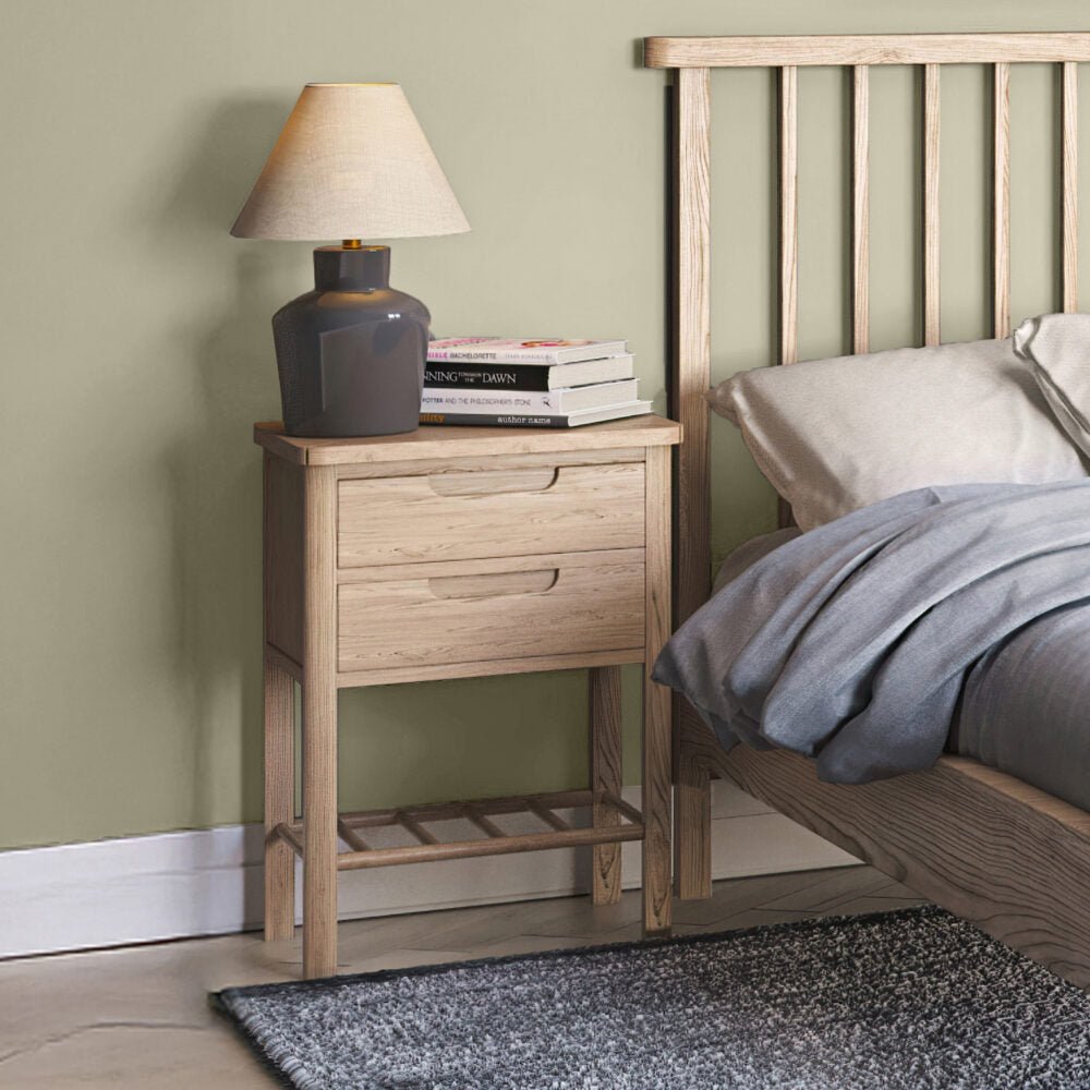 Rosy Brown Brighten Pale Oak 2 Drawer Bedside - BER010