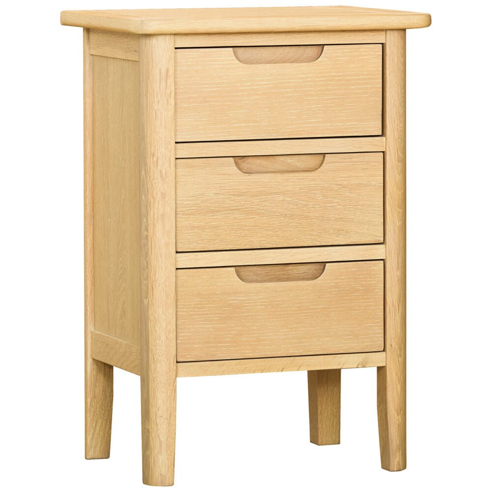 Brighten Pale Oak 3 Drawer Bedside - BER001 - 247 Furniture