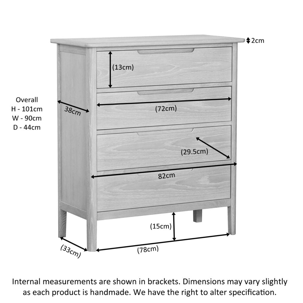 Gray Brighten Pale Oak 4 Drawer Chest - BER012