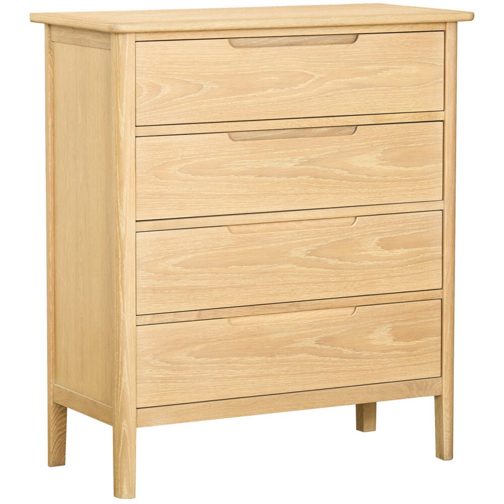 Tan Brighten Pale Oak 4 Drawer Chest - BER012
