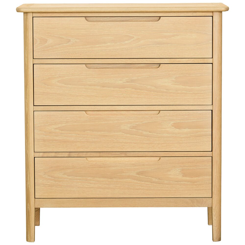 Tan Brighten Pale Oak 4 Drawer Chest - BER012