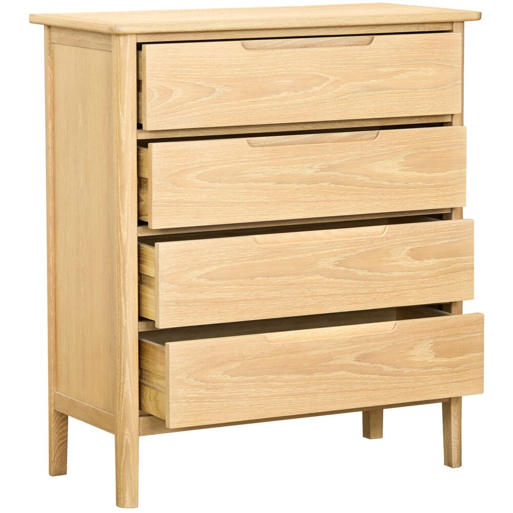 Tan Brighten Pale Oak 4 Drawer Chest - BER012