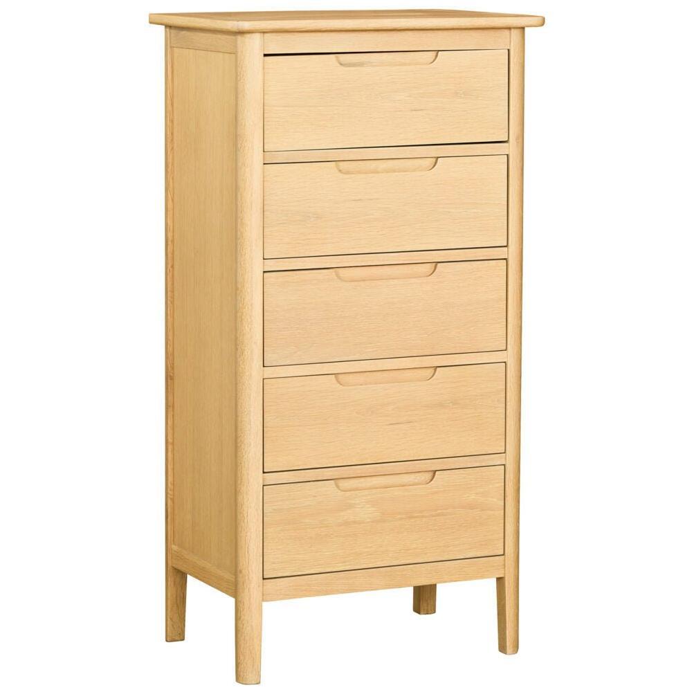 Brighten Pale Oak 5 Drawer Wellington Chest - BER002 - 247 Furniture
