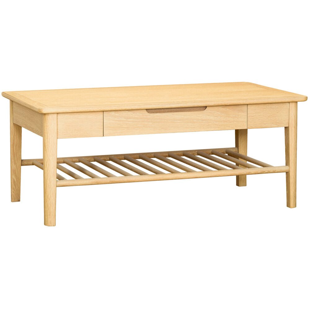 Tan Brighten Pale Oak Coffee Table with Drawer - BER068
