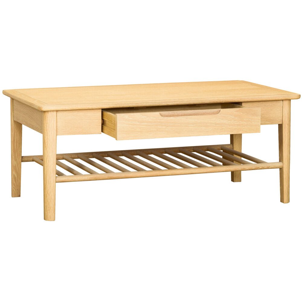 Tan Brighten Pale Oak Coffee Table with Drawer - BER068