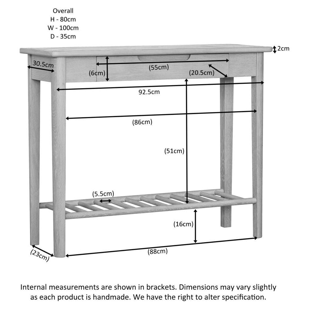 Dark Gray Brighten Pale Oak Console / Hall Table with 1 Drawer - BER079