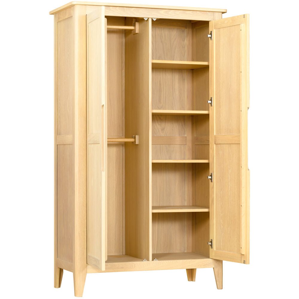 Tan Brighten Pale Oak Double Hanging Wardrobe - BER031