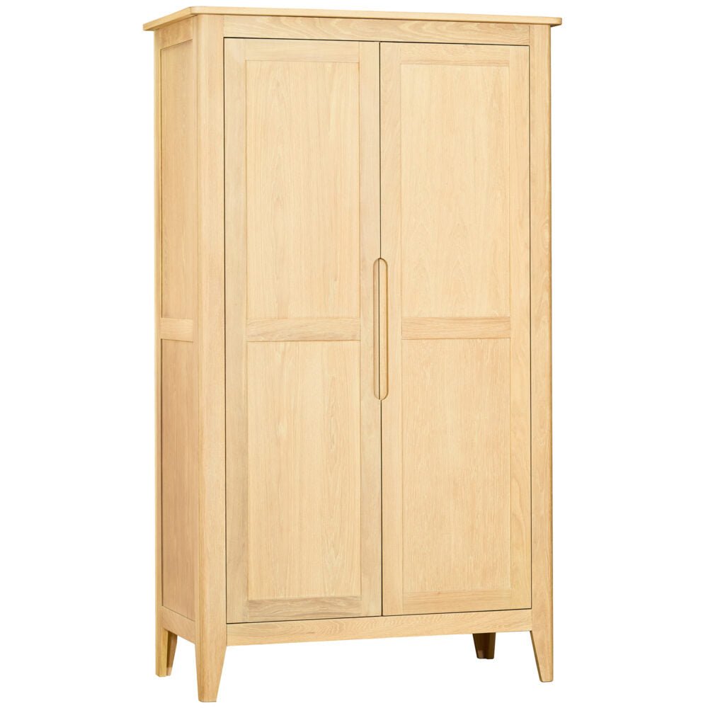 Wheat Brighten Pale Oak Double Hanging Wardrobe - BER031