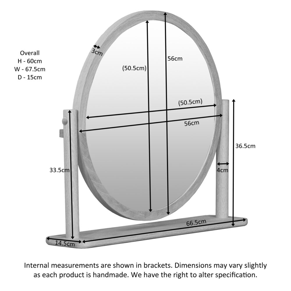 Gray Brighten Pale Oak Dressing Table Mirror - BER023