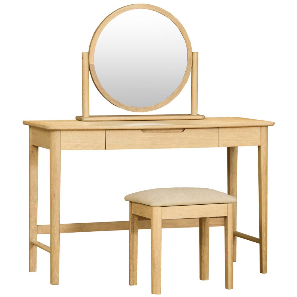 Tan Brighten Pale Oak Dressing Table Stool- BER024