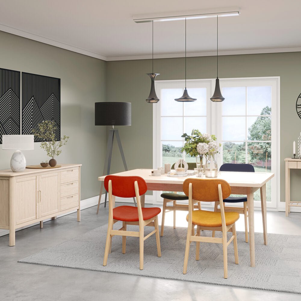 Dark Gray Brighten Pale Oak Extending Dining Table 125cm-165cm - BER093