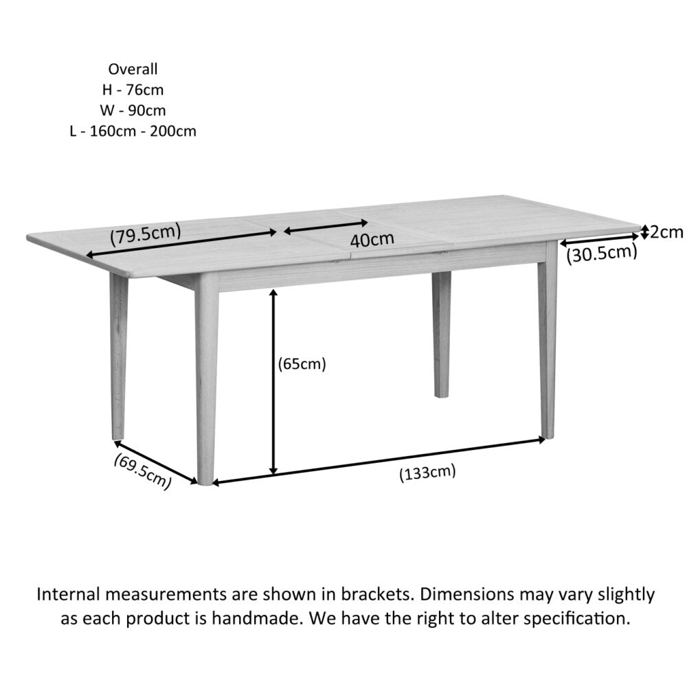 Light Gray Brighten Pale Oak Extending Dining Table 160cm-200cm - BER094