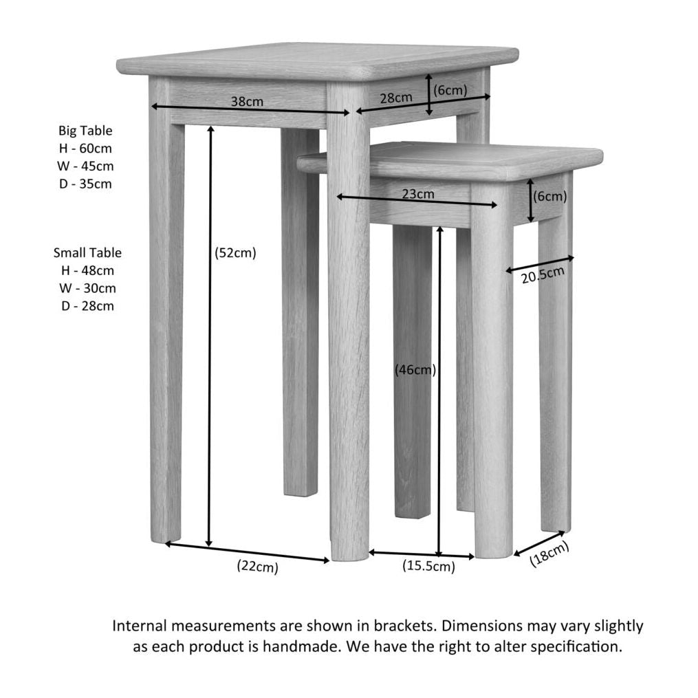 Dark Gray Brighten Pale Oak Nest of 2 Tables - BER076