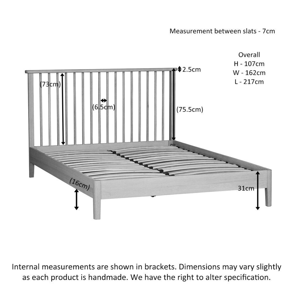 Gray Brighten Pale Oak Spindle Bed 5' Kingsize - BER045