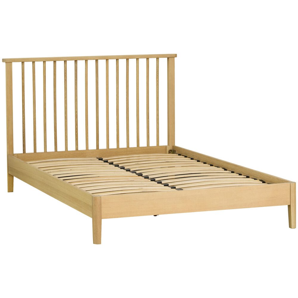 Tan Brighten Pale Oak Spindle Double Bed 4'6" - BER044