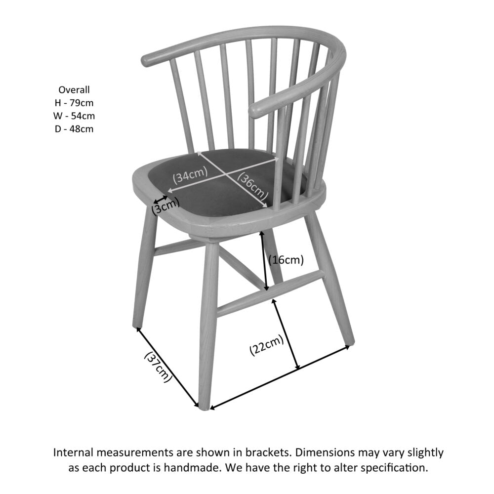 Brighten Pale Oak UPHOLSTERED DINING CARVER CHAIR – DARK GREY PAD - BER108D - 247 Furniture