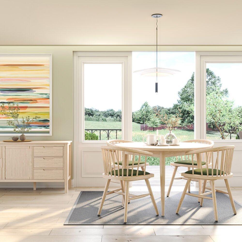 Brighten Pale Oak UPHOLSTERED DINING CARVER CHAIR – GREEN PAD - BER108G - 247 Furniture