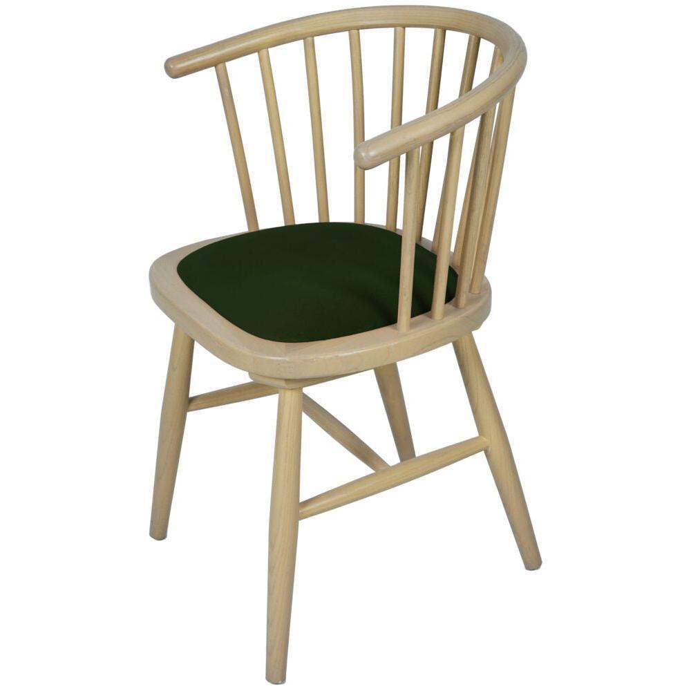 Rosy Brown Brighten Pale Oak UPHOLSTERED DINING CARVER CHAIR – GREEN PAD - BER108G