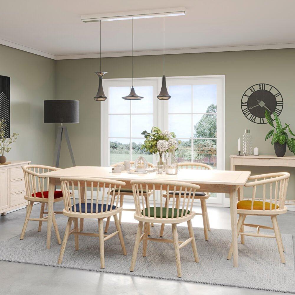 Brighten Pale Oak UPHOLSTERED DINING CARVER CHAIR – GREEN PAD - BER108G - 247 Furniture