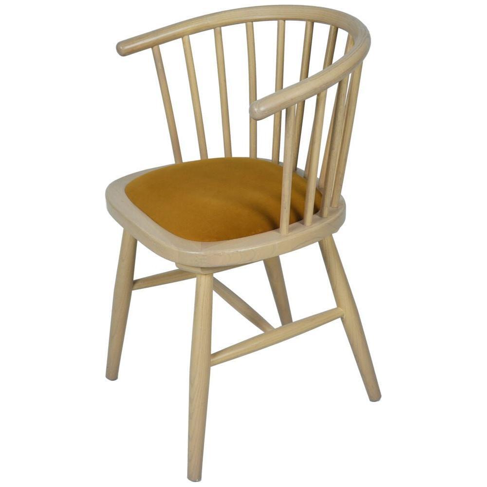 Brighten Pale Oak UPHOLSTERED DINING CARVER CHAIR – MUSTARD PAD - BER108M - 247 Furniture