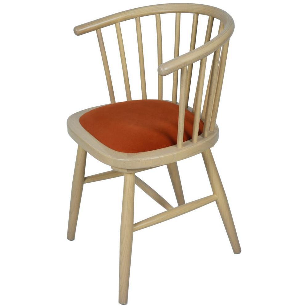 Rosy Brown Brighten Pale Oak UPHOLSTERED DINING CARVER CHAIR – RUST PAD - BER108R