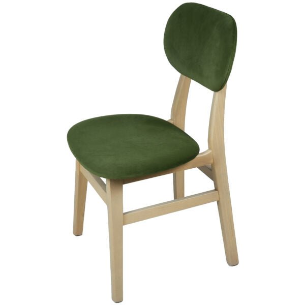 Dark Olive Green Brighten Pale Oak UPHOLSTERED DINING CHAIR – DARK GREEN PAD - BER107G