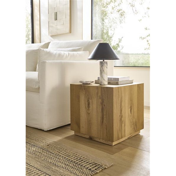 CueTee Square Cracked Oak Lamp / Side Table - CTT35 - 247 Furniture