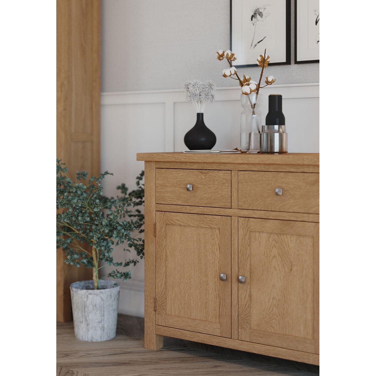 Dapper Natural Oak - 2 Door, 2 Drawer Sideboard - DOR051 - 247 Furniture